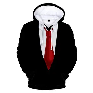 Thời Trang Tuxedo Bow Tie Hoodies Cho Nam Giới 3D In Lỏng Áo chui đầu Áo Vui Giả Phù Hợp Với Hoodies Giản Dị Cộng Với Kích Thước Áo chui đầu
