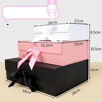 Boîte cadeau pliante de luxe avec ruban, fermeture magnétique et nœud pré-noué pour souvenir de mariage ou de fête