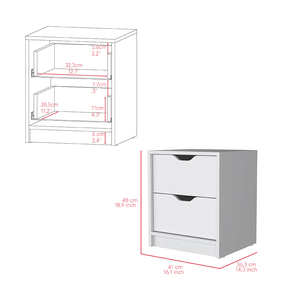 Comodino Gandu con due cassetti, finitura bianca, mobiletto per camera da letto - Product Image 3