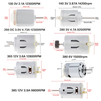 Moteur à courant continu RS365 3V 6 V 12V130 260 280 380 385 moteur électrique à balai en carbone haute vitesse pour sèche-cheveux bricolage jouet ventilateur Mini Micro moteur