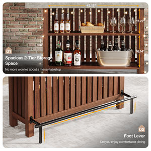 Mueble <span class=keywords><strong>Bar</strong></span> Grande de 63 Pulgadas Estilo Granja para Hotel y Hogar, Mesa de <span class=keywords><strong>Bar</strong></span> Moderna de 2 Niveles con Reposapiés, Gabinete Esquinero para Mini <span class=keywords><strong>Bar</strong></span> de <span class=keywords><strong>Café</strong></span> para el Hogar - Product Image 5