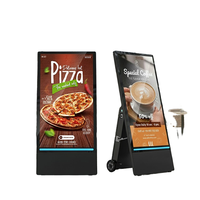Layar Display Iklan Digital Signage 49 Inch, Kiosk Berdiri, Android, LCD Totem Outdoor dengan Roda, 1920*1080 Full HD
