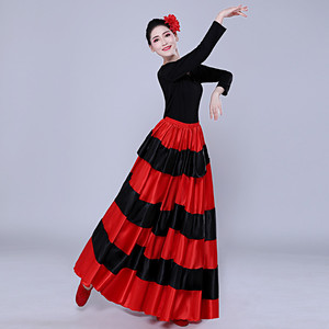 Tenue <span class=keywords><strong>de</strong></span> <span class=keywords><strong>spectacle</strong></span> <span class=keywords><strong>flamenco</strong></span> classique rouge et noire pour femmes, jupe large 180-720 degrés pour <span class=keywords><strong>spectacle</strong></span> <span class=keywords><strong>de</strong></span> <span class=keywords><strong>danse</strong></span> - Product Image 3