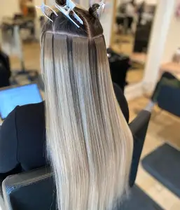 Nouveau Ruban Dans Les Extensions De Cheveux Humains En Gros Remy Cheveux Cuticule Droite Blonde Bande Ins Extension