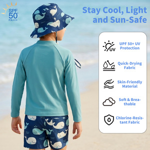 Ensemble de bain 3 pièces UPF 50+ pour garçons - Rashguard, <span class=keywords><strong>short</strong></span> de bain et chapeau de soleil - Product Image 3