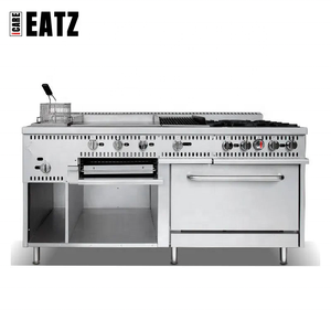 Газовая плита ICARE EATZ HFMX-1830 из высококачественной нержавеющей стали, 72 дюйма, 4 конфорки, <span class=keywords><strong>24</strong></span>-дюймовая плоская гриль-плита, 12-дюймовая саламандра с одной корзиной - Product Image 1