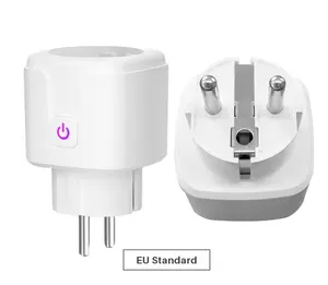 Controle remoto aplicativo tuya 16a, tomada de parede inteligente padrão eu esp8266 wifi 16a com monitoramento da energia