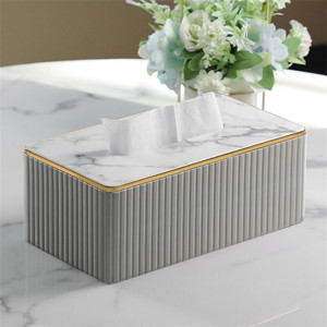 Nouvelle conception de boîte à mouchoirs carrée de luxe légère, distributeur de serviettes en cuir blanc pour hôtel, restaurant, maison, décoration - Product Image 6