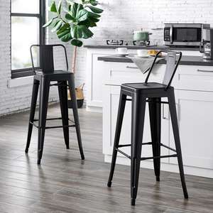 Bas dossier empilable <span class=keywords><strong>noir</strong></span> d'alliage <span class=keywords><strong>industriel</strong></span> en métal 30 pouces <span class=keywords><strong>de</strong></span> haut <span class=keywords><strong>tabouret</strong></span> <span class=keywords><strong>de</strong></span> <span class=keywords><strong>bar</strong></span> <span class=keywords><strong>de</strong></span> Tolix pour des chaises <span class=keywords><strong>de</strong></span> cuisine - Product Image 6