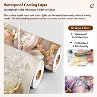 Stiker Dinding 3D Embossed Floral XPE Foam Warna Krem Putih Perekat Sendiri Tahan Air untuk Ruang Tamu Kamar Tidur Kamar Mandi Pintu Masuk