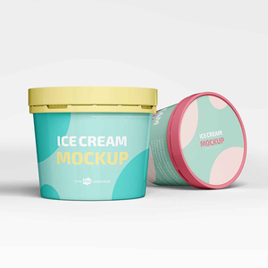 Kem giấy <span class=keywords><strong>container</strong></span> Kem cốc giấy <span class=keywords><strong>PLA</strong></span> lớp phủ Bát salad với nắp giấy - Product Image 1