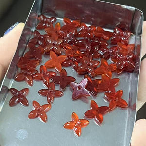 Piedras Sueltas de Ágata Roja Natural, Gemas en Forma de Flor de Cuatro Hojas para la Elaboración de Joyas - Product Image 2