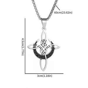 Collier en acier inoxydable avec nœud de lune croissante pour femmes et hommes, amulette porte-bonheur, collier celtique, bijoux - Product Image 3