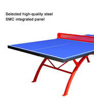 Table de tennis de table en composite SMC pour intérieur/extérieur, finition peinture écologique, couleur bleue, usage sportif, dimensions 2740x1525x760mm