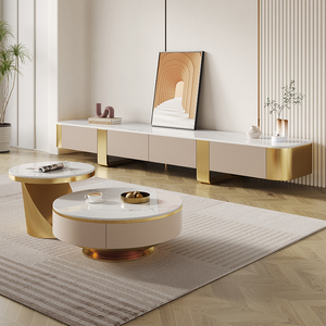 <span class=keywords><strong>Meuble</strong></span> <span class=keywords><strong>TV</strong></span> moderne de luxe léger italien, <span class=keywords><strong>meuble</strong></span> <span class=keywords><strong>TV</strong></span> de salon avec plateau rond en pierre, design créatif pour un usage domestique - Product Image 2
