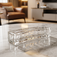Brique de verre courbée longue et élaborée à la main, effet fusion, pour mur-rideau architectural décoratif, design de salon d'hôtel
