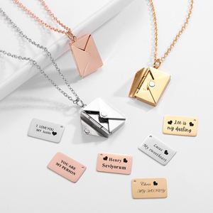Love Letter Envelope Pendant Titanium Steel Necklace Laser Customized Valentine's Day Confession <b>Gift</b> Women's Necklace Jewelry - Product Image 1