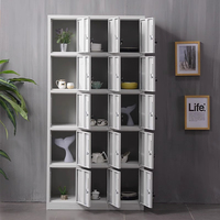Armoire en acier à 15 portes, casier de rangement en métal avec tiroirs, tringle à suspendre et étagères pour chambre à coucher et appartement