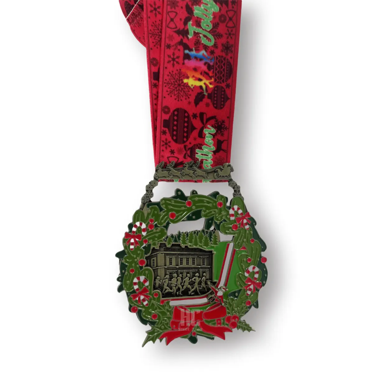 20 Jaar Fabriek Custom Zink Legering Antiek Brons Vergulde Metalen Sport Marathon Medaille Met Lint Kerst Fun Run