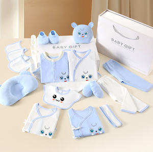 Set de Múltiples Piezas de Algodón Peinado con Bordado de Ojo Grande de Oso, Caja de Regalo para Bebé Recién Nacido, Regalo Unisex para Baby Shower, Diseño Personalizado para Bebé - Product Image 3