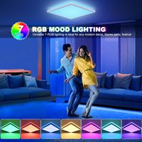 Plafonnier LED à rétroéclairage doré/RGB, panneau rond encastré 24W avec rétroéclairage coloré pour plafond intérieur