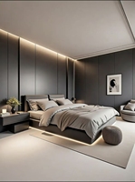 Panneau mural et de plafond en carbone de bambou, personnalisation de toute la maison, solution de rénovation tout-en-un, intérieur moderne de luxe, rendu 3D