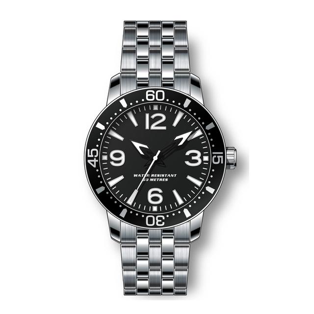 All Stainless Steel Wholesale Large Time Scale Japan Quartz Movement Custom Watches
