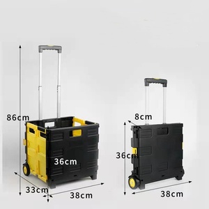 पोर्टेबल ढहने वाले रोलिंग 2 व्हील चढ़ाई फोल्डेबल सुपरमार्केट शॉपिंग प्लास्टिक ले हाथ ट्रॉली गाड़ी - Product Image 4