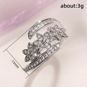 Anello regolabile a forma di fiore per donna, stile coreano, accessorio di moda per l'indice, idea regalo - Product Image 5
