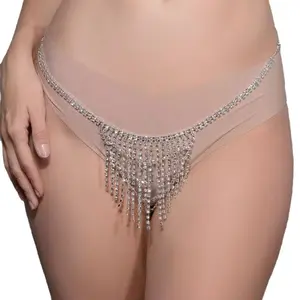 Diamond fringe sexy waist chain thong water diamond chain nightclub European and American body chain underwear accessories