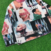 Pull en tapisserie streetwear d'hiver pour homme, style Hip Hop Rapper Chris, en jacquard tissé, coupe oversize, effet vieilli