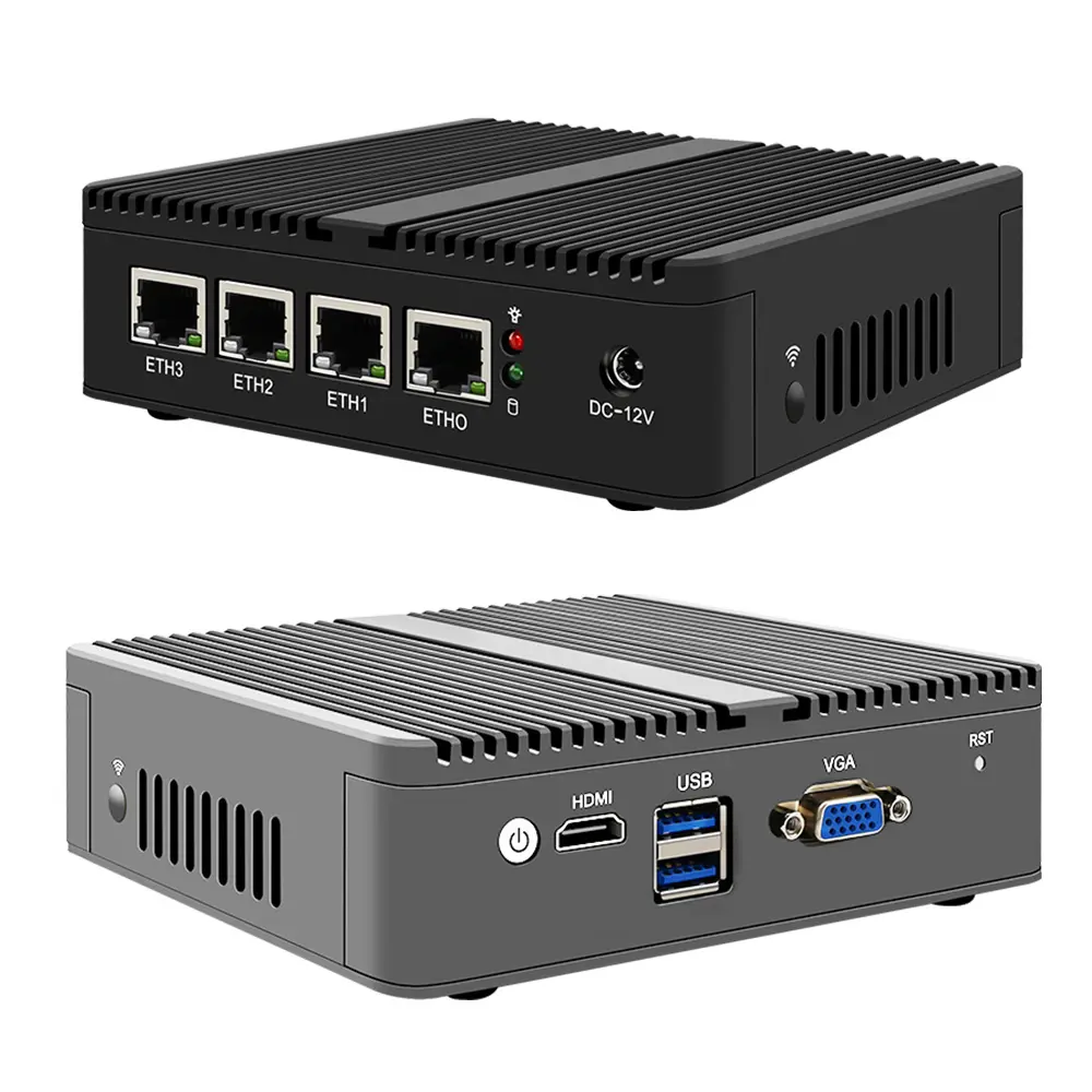 4 LAN Fanless soft Router J4125 2.5G i226 Virtual Machine VPN Firewall Appliance pfSense Industrial computer barebone pc