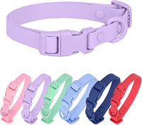 Collier pour chien en PVC imperméable haut de gamme, couleur unie simple, article tendance pour les promenades quotidiennes