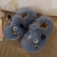 Pantoufles en peluche automne-hiver 2026, design animalier mignon de dessin animé, décontractées, chaudes et douillettes pour l'intérieur