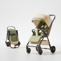 Poussette réversible pliable d'une seule main, légère, avec siège inclinable et amortissement des chocs, 4 roues