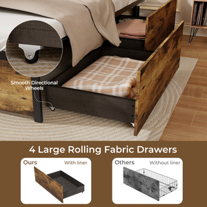 DB Full/Queen/<b>Twin</b> Size LED Lights Murphy <b>Bed</b> <b>Frame</b> with Drawers and USB Ports - Product Image 6