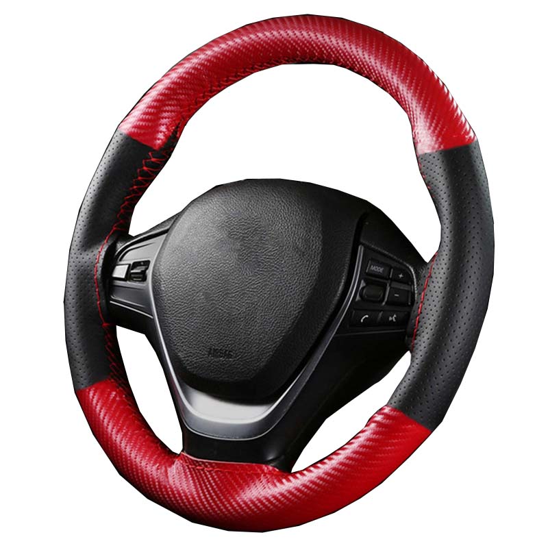 Henan THAFU AYUSWC001 Microfiber PU Custom Hand Sewing Steering Wheel Cover | 3-Spoke M Size (14.57-