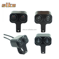 Interrupteur universel SLKE pour moto, scooter, VTT, en alliage d'aluminium, refitting, 2 en 1, phare, troisième vitesse, projecteur LED noir, alimentation