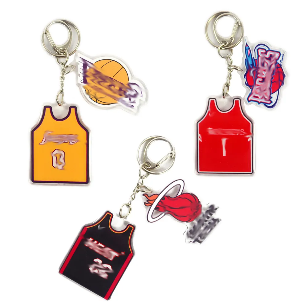 Basketball Team T-shirt Acrylic Sports Nba Jersey Keychains Plastic Key Chains