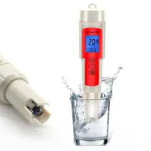 Portable LCD Display Pen Type Digital Water Quality Tester 4 in 1 EC TDS TEMP PH Meter with Backlight for Drinking Water