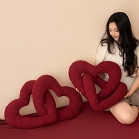 Herzförmiger Knoten Samt-Schaf Roter Teddy Valentinstag Kawaii Hochzeit Bett Sofa Dekoratives Kissen Superweicher Plüsch Unisex