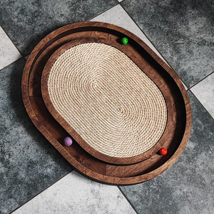 Jouet pour chat de style ferme moderne avec poteau à gratter en pin fait à la main et tapis, design géométrique, meubles mobiles pour animaux de compagnie, cadeau pour les amoureux des chats - Product Image 2