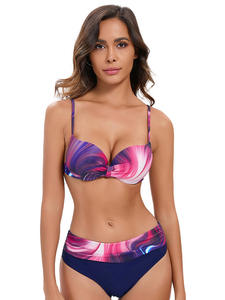 Traje de baño de una pieza con estilo europeo americano para mujer, diseño de bloque de Color recortado en la espalda, transpirable, ecológico, patrón sólido - Product Image 2