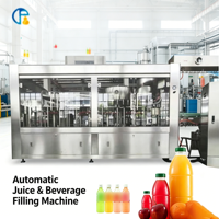Industriële machine voor het aseptisch vullen van warme dranken in glazen en plastic flessen, 3-in-1 was-, vul- en afsluitmachine voor fruitdranken