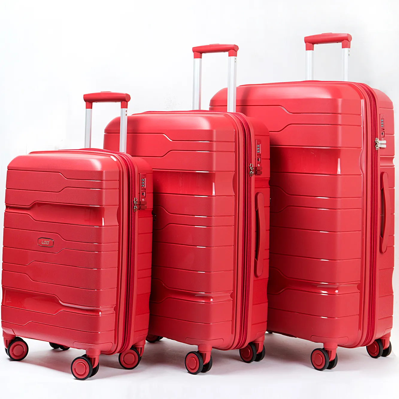 सभी सहायक उपकरण रंग उच्च विन्यास के साथ 3 टुकड़े सामान सूटकेस और बाजार में लोकप्रिय