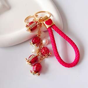 Llavero <span class=keywords><strong>de</strong></span> Metal al por Mayor con Flores <span class=keywords><strong>de</strong></span> <span class=keywords><strong>Granada</strong></span> Rojas, Colgante para Cartera, Bolso, Llavero para Coche, Adorno para Llaves, Regalo - Product Image 3