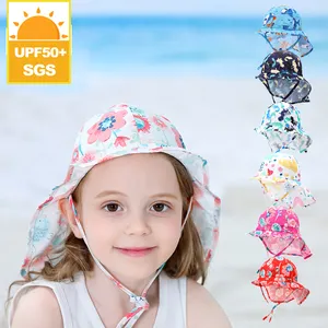 Cappello estivo per bambini all'ingrosso con logo personalizzato cappello da gioco per bambini in cotone con patta da spiaggia per bambini