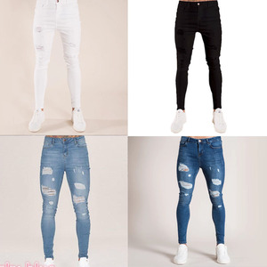 <span class=keywords><strong>Jean</strong></span> slim déchiré pour <span class=keywords><strong>homme</strong></span> style européen et américain, coupe <span class=keywords><strong>skinny</strong></span>, en denim délavé, nouvelle collection été, vente chaude - Product Image 3