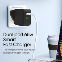 Chargeur mural USB C 65W PD Type C à charge rapide LVSHUO en gros pour ordinateur portable NoteBook Pro et tous les smartphones
