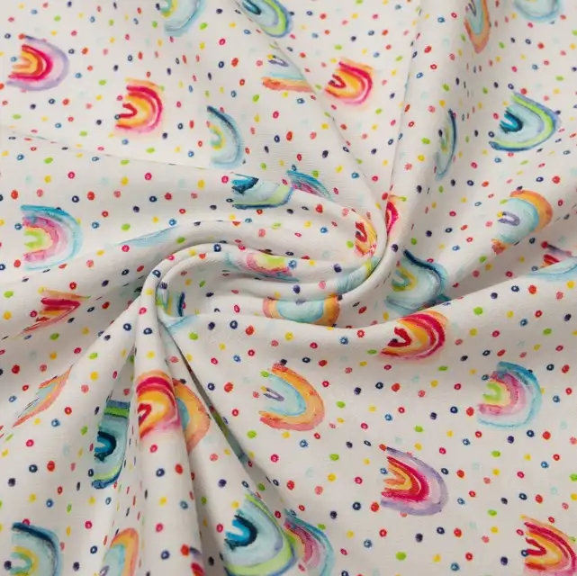 Tela de LICRA de algodón personalizada para niños, jersey con estampado digital suave CL, tejido de punto para bebés, ropa